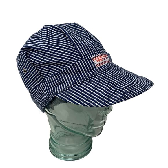 NWT Red Rock Railroad Engineer Conductor Train Stripe Hat Mens 7 3/8 - Picture 1 of 8